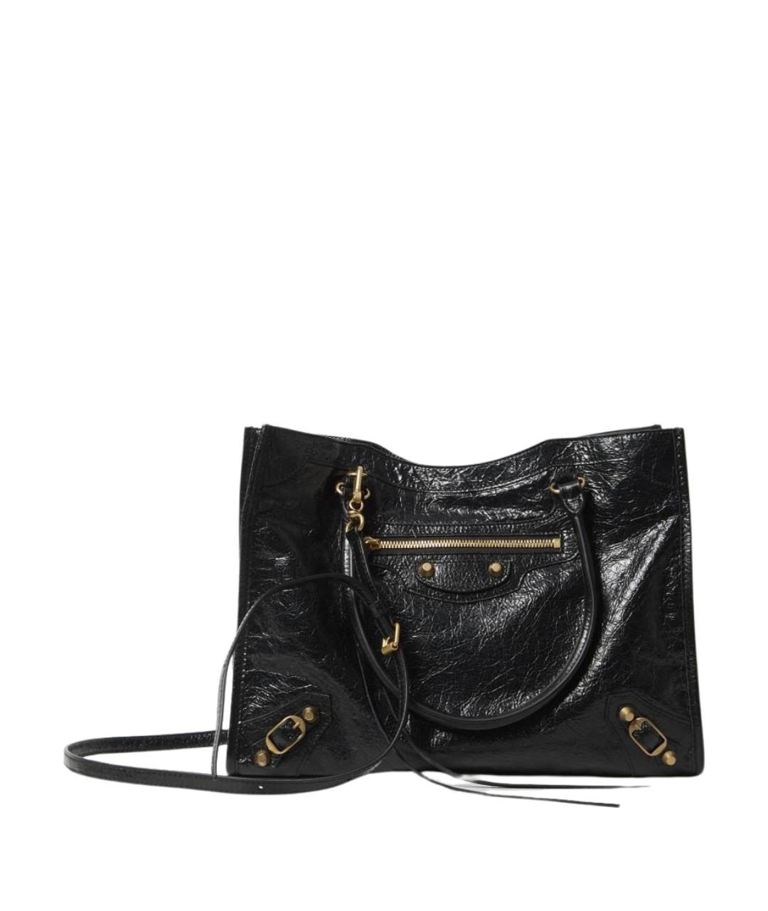 BALENCIAGA Черная кожаная сумка тоут, фото 1