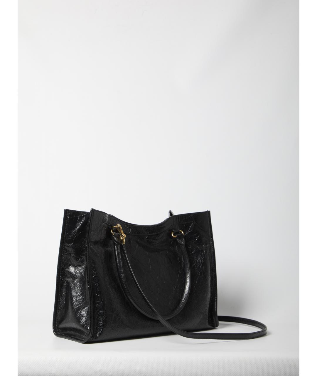 BALENCIAGA Черная кожаная сумка тоут, фото 2