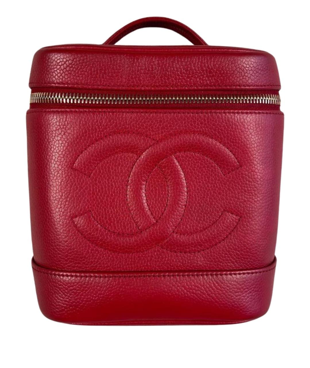 CHANEL Красная кожаная сумка с короткими ручками, фото 1