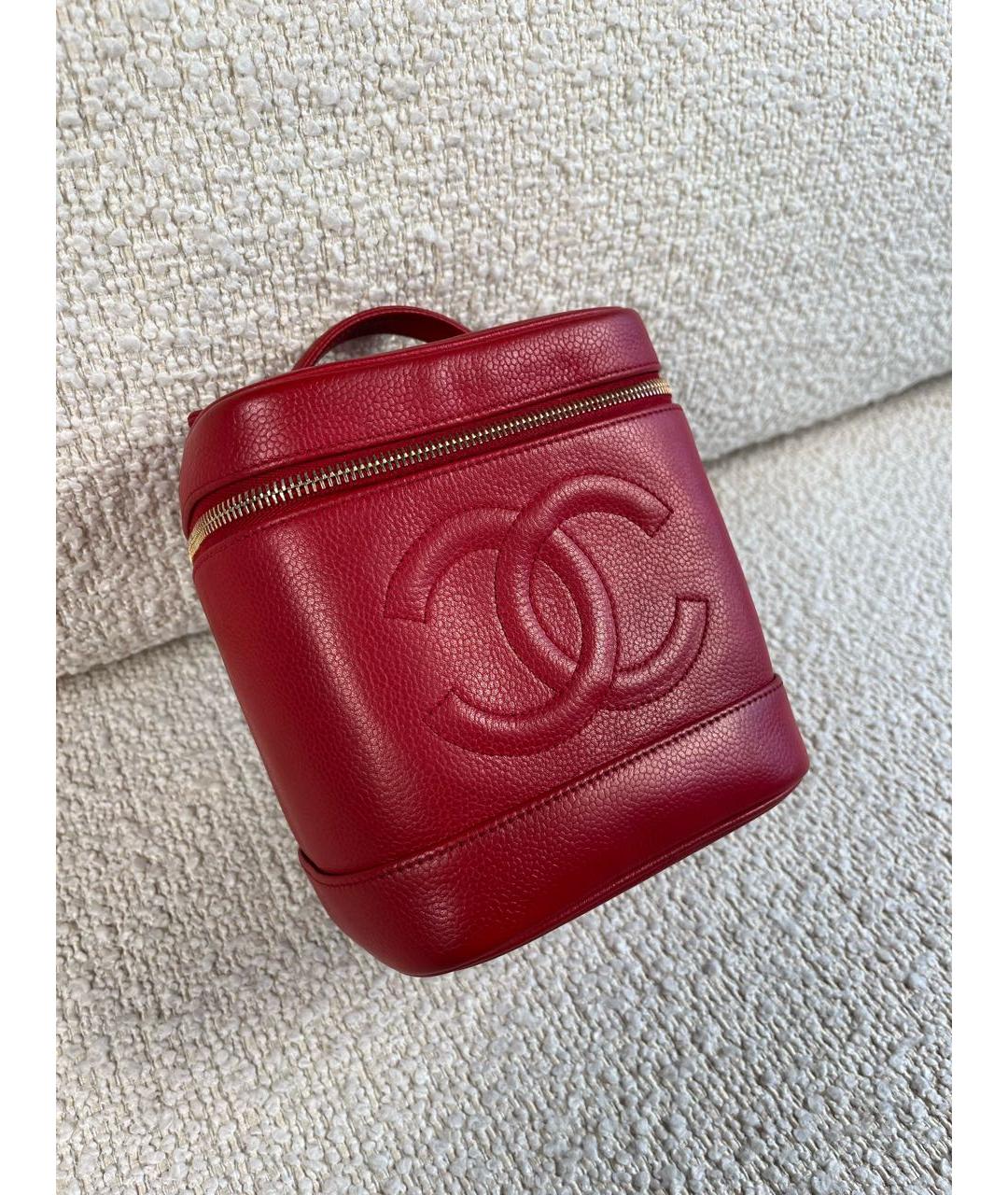 CHANEL Красная кожаная сумка с короткими ручками, фото 2