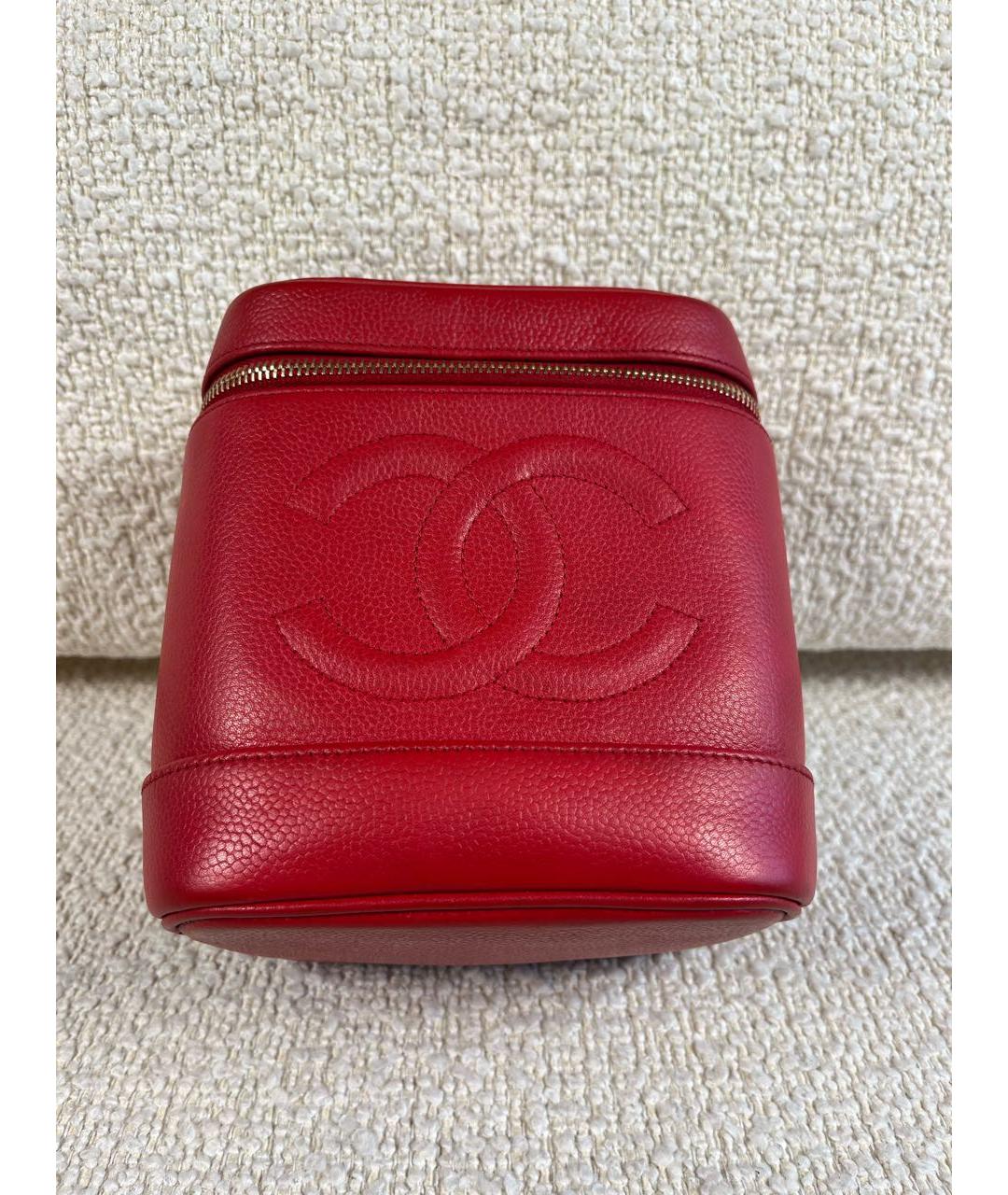 CHANEL Красная кожаная сумка с короткими ручками, фото 8