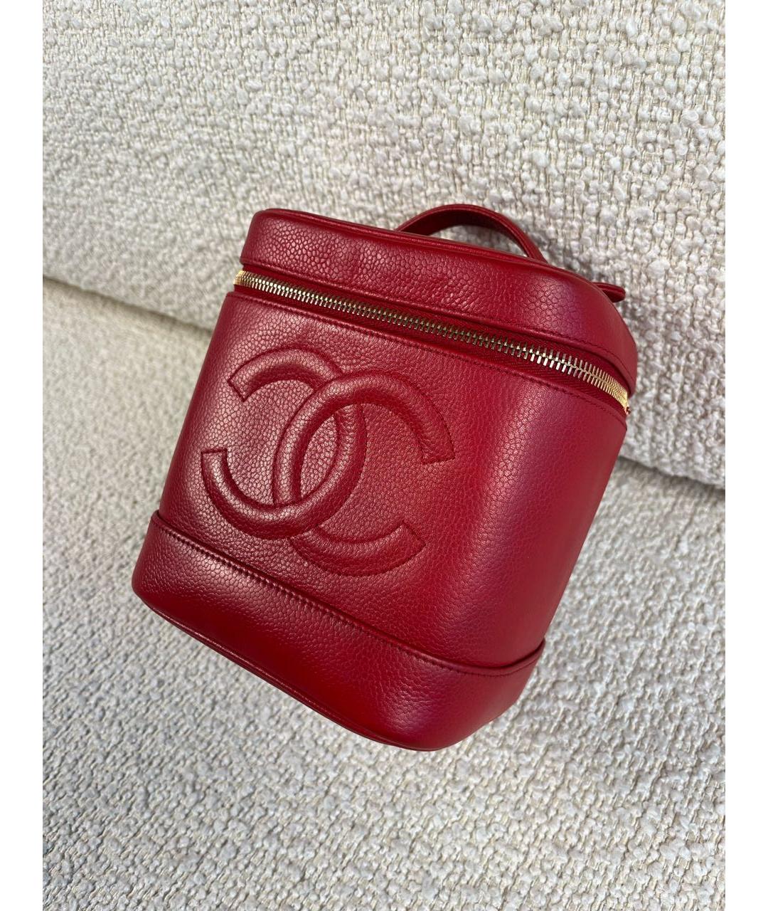 CHANEL Красная кожаная сумка с короткими ручками, фото 5