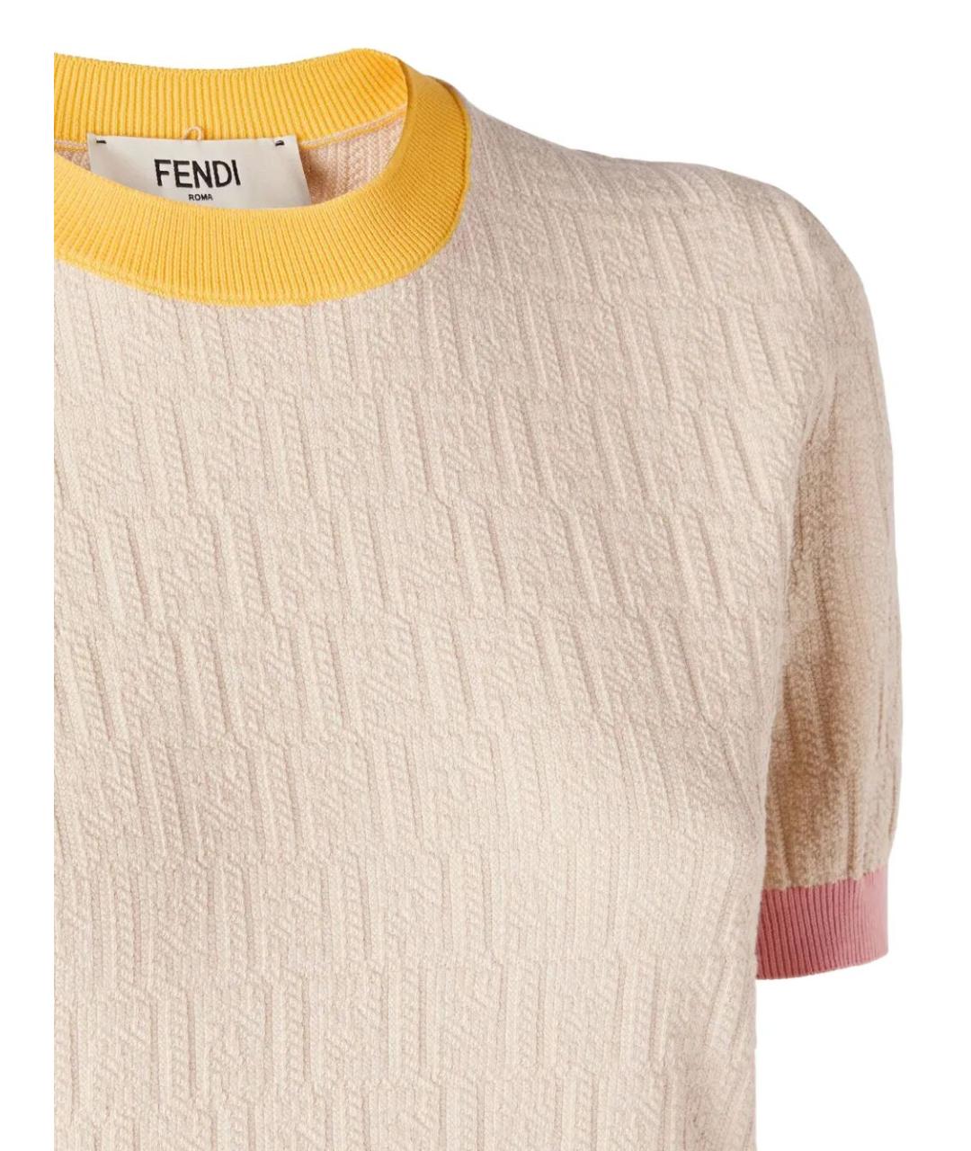 FENDI Бежевый хлопковый джемпер / свитер, фото 3