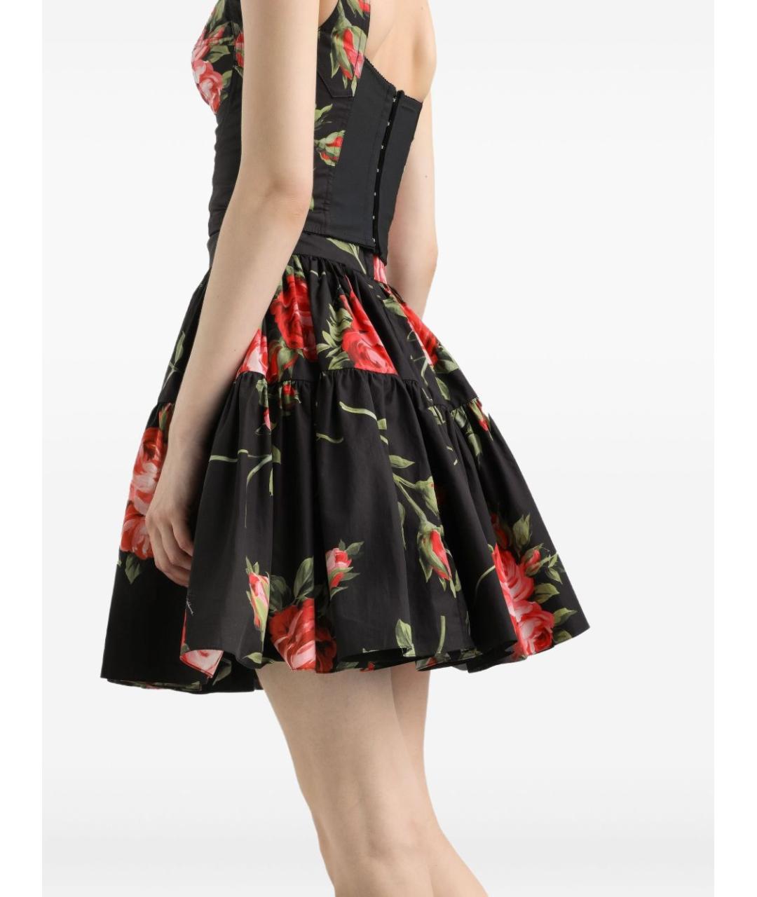DOLCE&GABBANA Черная хлопковая юбка мини, фото 5