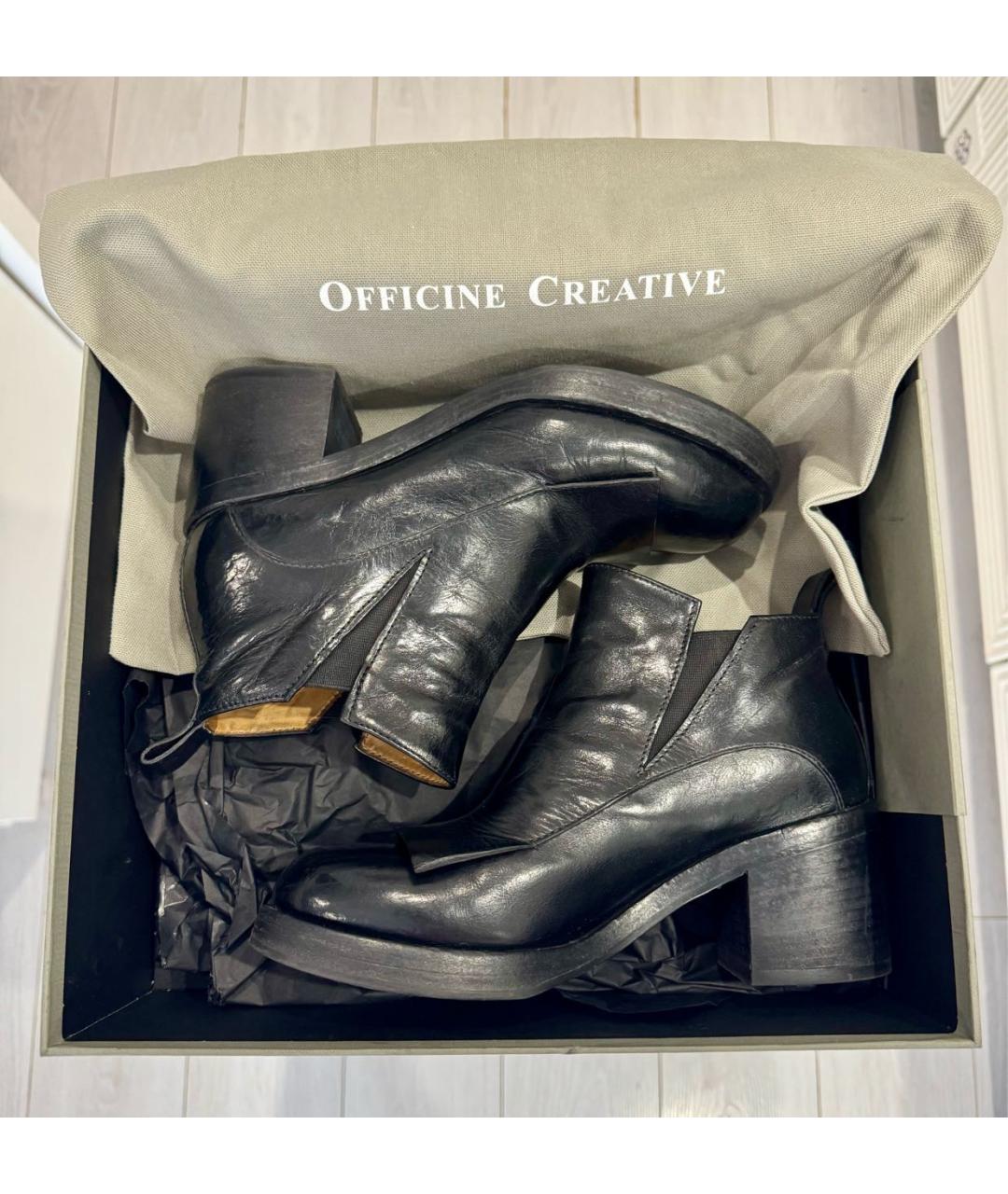 OFFICINE CREATIVE Черные кожаные ботинки, фото 5