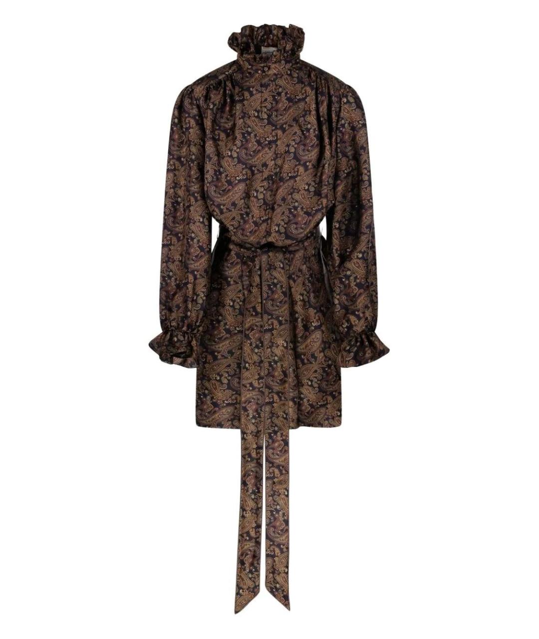 SAINT LAURENT Мульти шелковое повседневное платье, фото 1