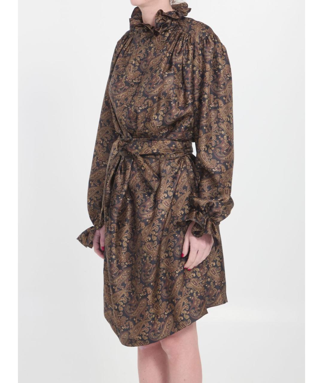 SAINT LAURENT Мульти шелковое повседневное платье, фото 3