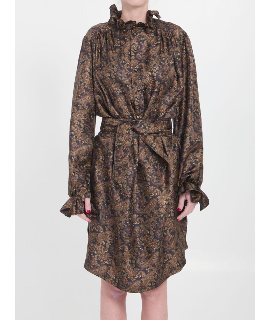 SAINT LAURENT Мульти шелковое повседневное платье, фото 2