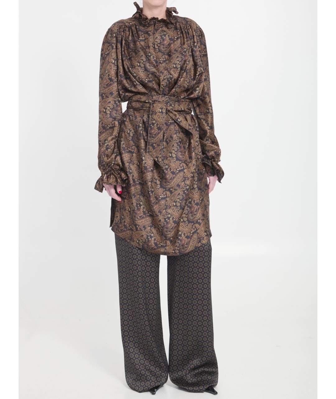 SAINT LAURENT Мульти шелковое повседневное платье, фото 5