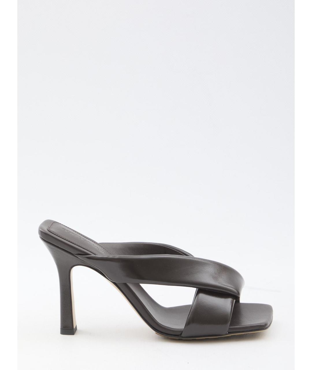 BOTTEGA VENETA Коричневые кожаные мюли, фото 6