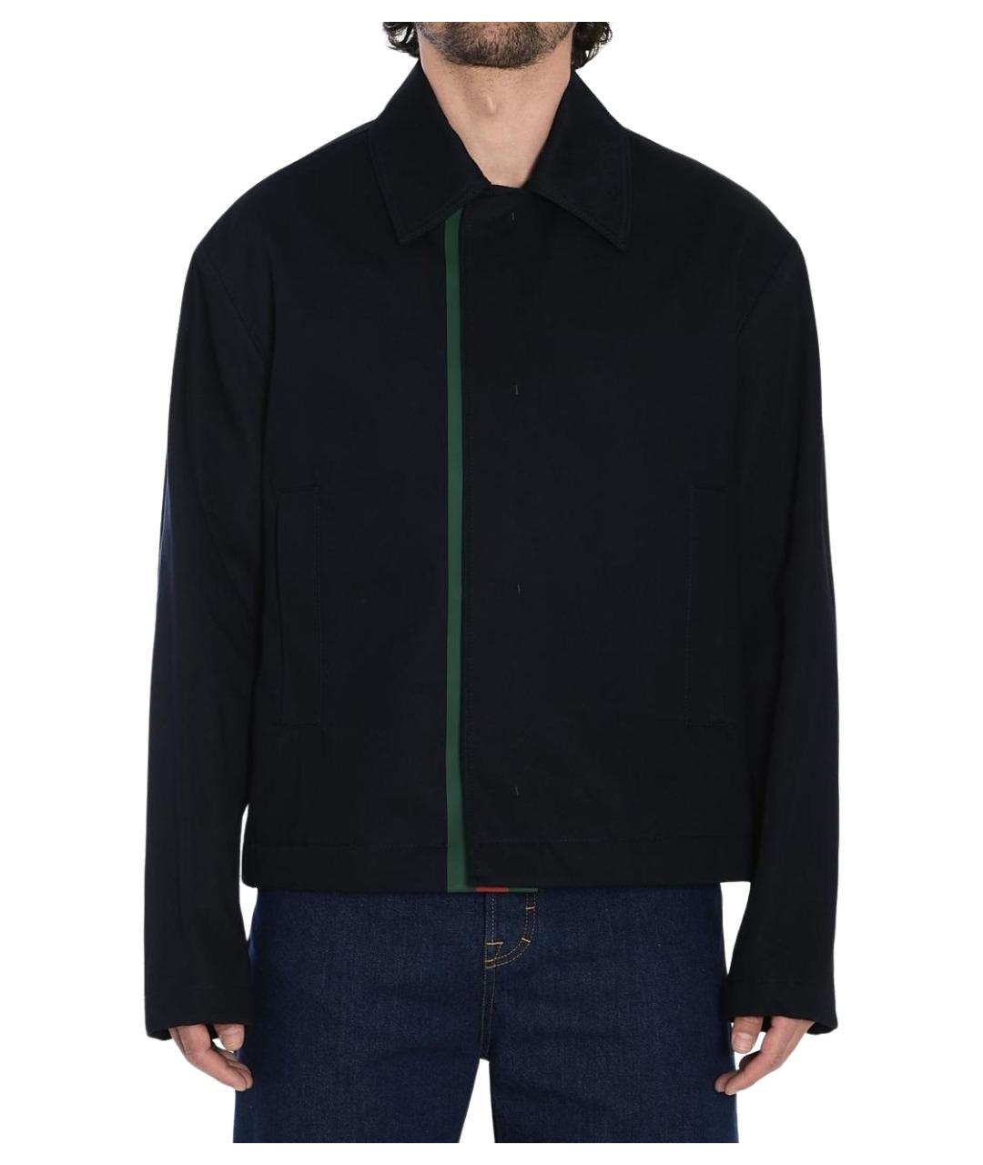 GUCCI Темно-синяя хлопковая куртка, фото 1