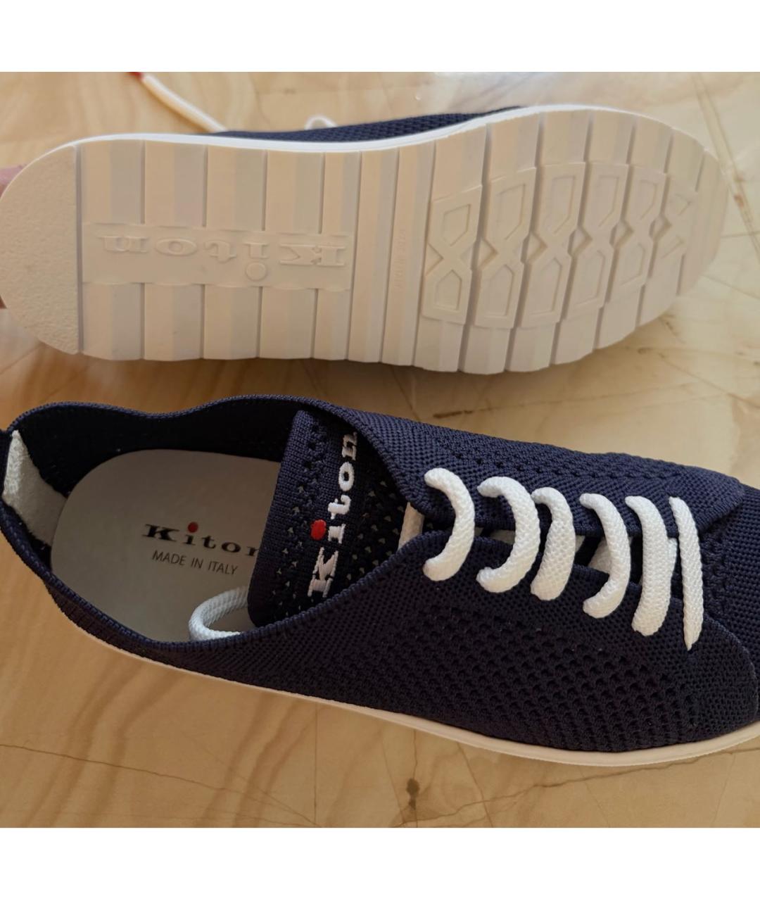 KITON Синие текстильные низкие кроссовки / кеды, фото 2