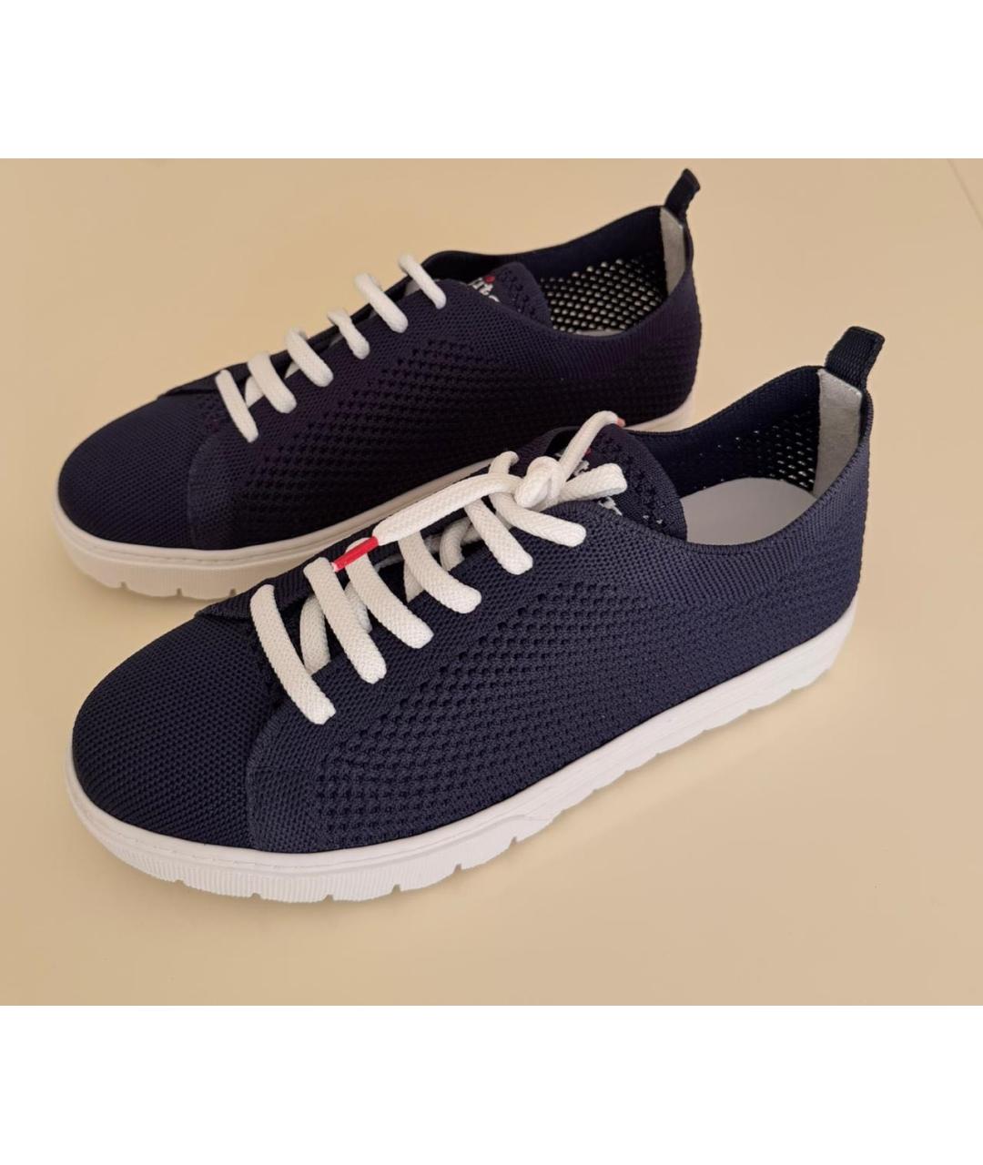 KITON Синие текстильные низкие кроссовки / кеды, фото 3