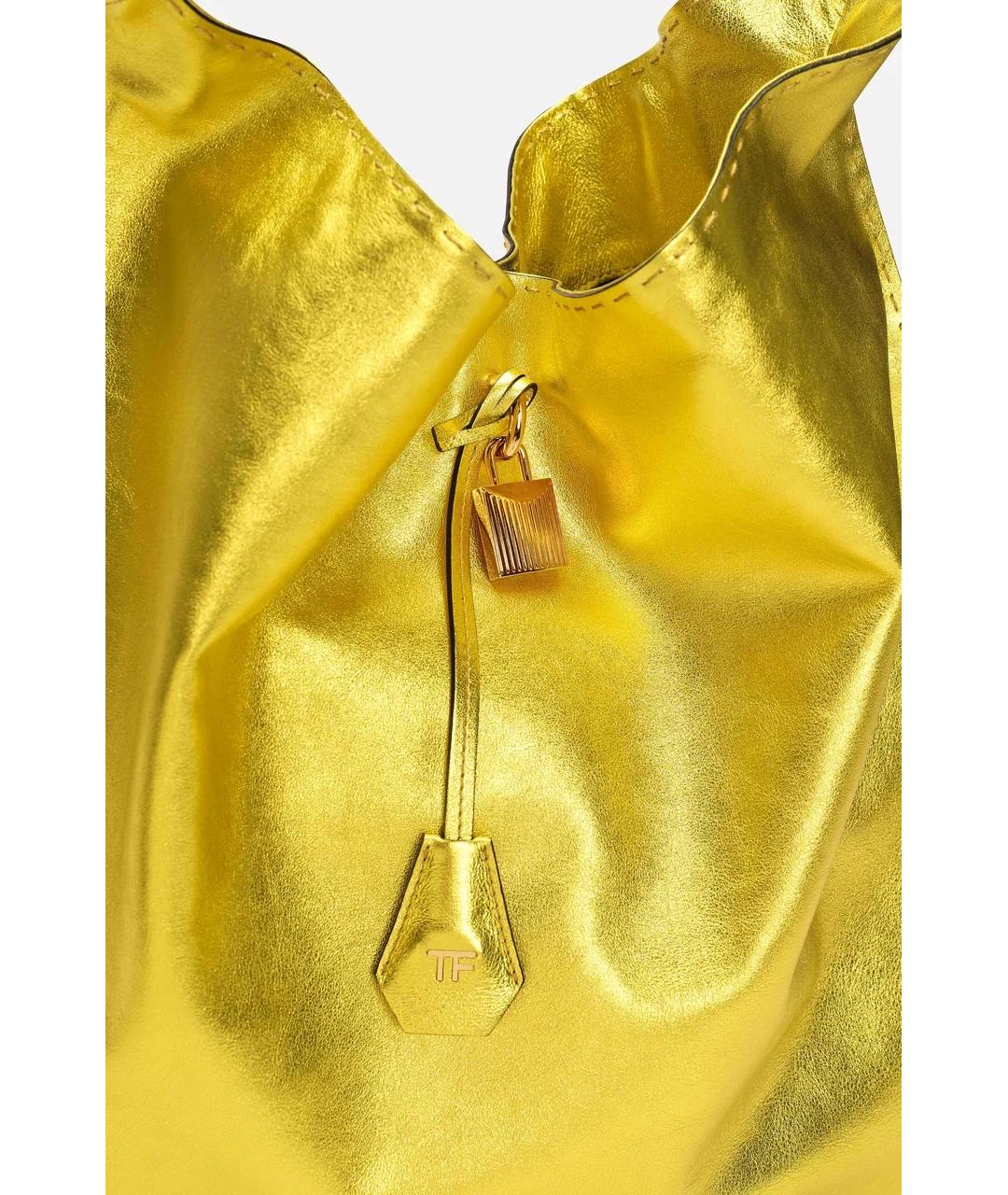 TOM FORD Желтая кожаная сумка тоут, фото 4