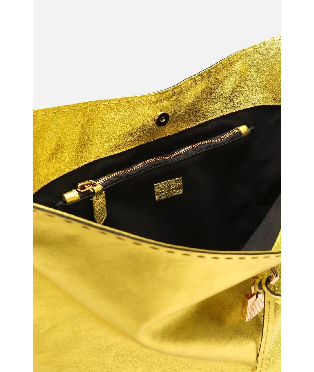 TOM FORD Желтая кожаная сумка тоут, фото 5