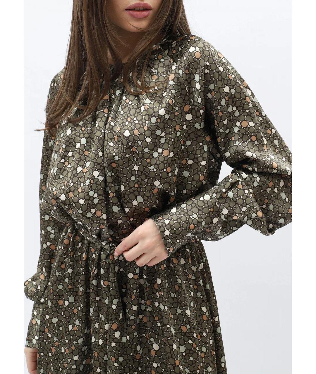 KITON Хаки шелковое повседневное платье, фото 4