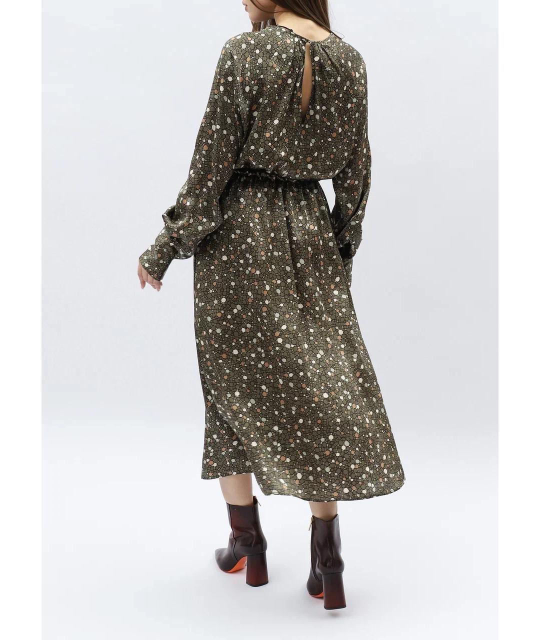 KITON Хаки шелковое повседневное платье, фото 3