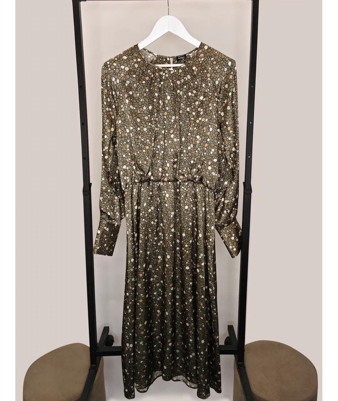 KITON Хаки шелковое повседневное платье, фото 5