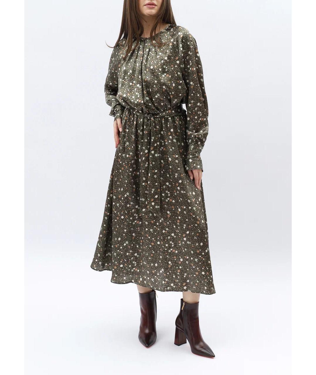 KITON Хаки шелковое повседневное платье, фото 2