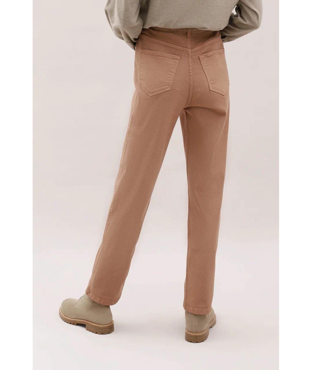 KITON Коричневые хлопковые прямые джинсы, фото 3