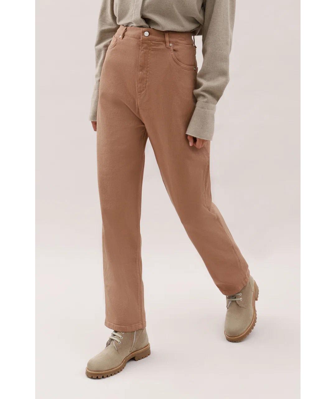 KITON Коричневые хлопковые прямые джинсы, фото 2