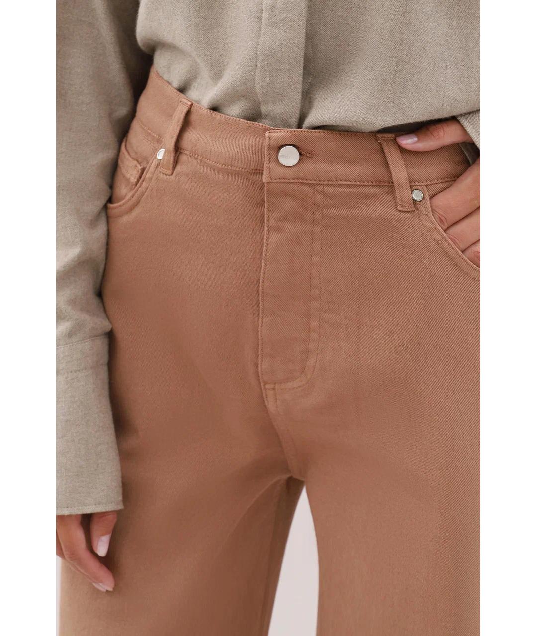 KITON Коричневые хлопковые прямые джинсы, фото 4