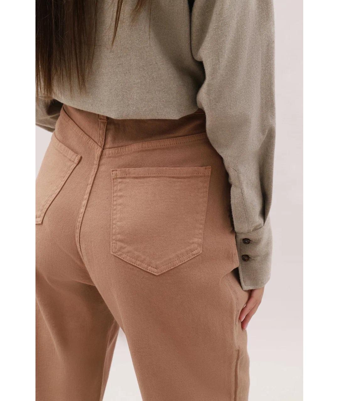 KITON Коричневые хлопковые прямые джинсы, фото 5