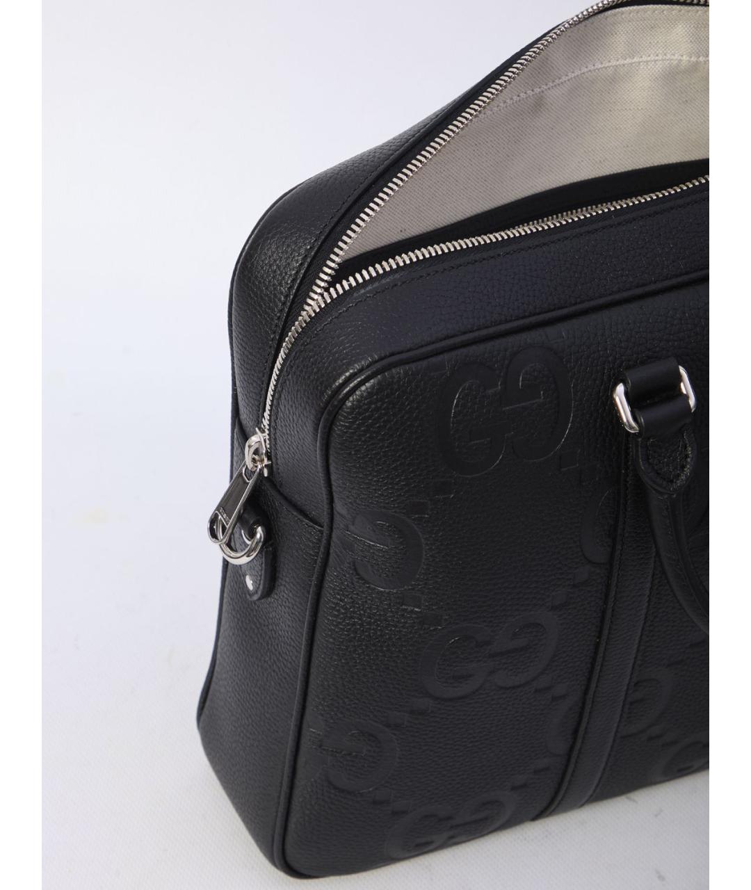 GUCCI Черный кожаный портфель, фото 4