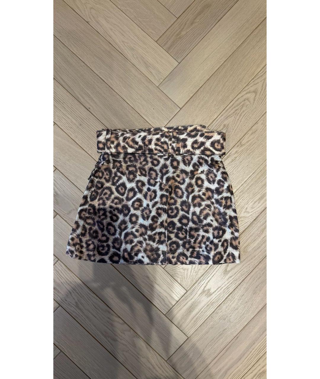 ZIMMERMANN Коричневая льняная юбка мини, фото 2