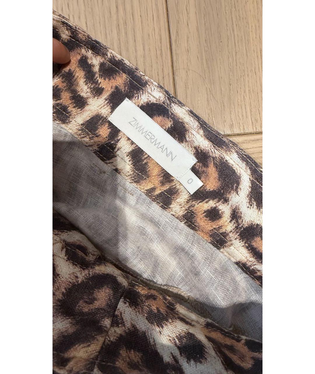 ZIMMERMANN Коричневая льняная юбка мини, фото 4