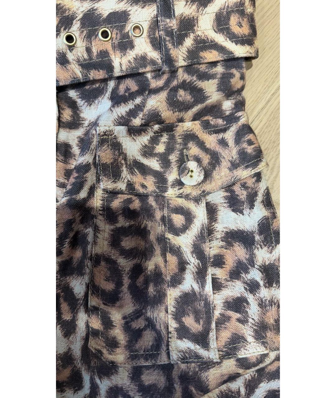 ZIMMERMANN Коричневая льняная юбка мини, фото 5