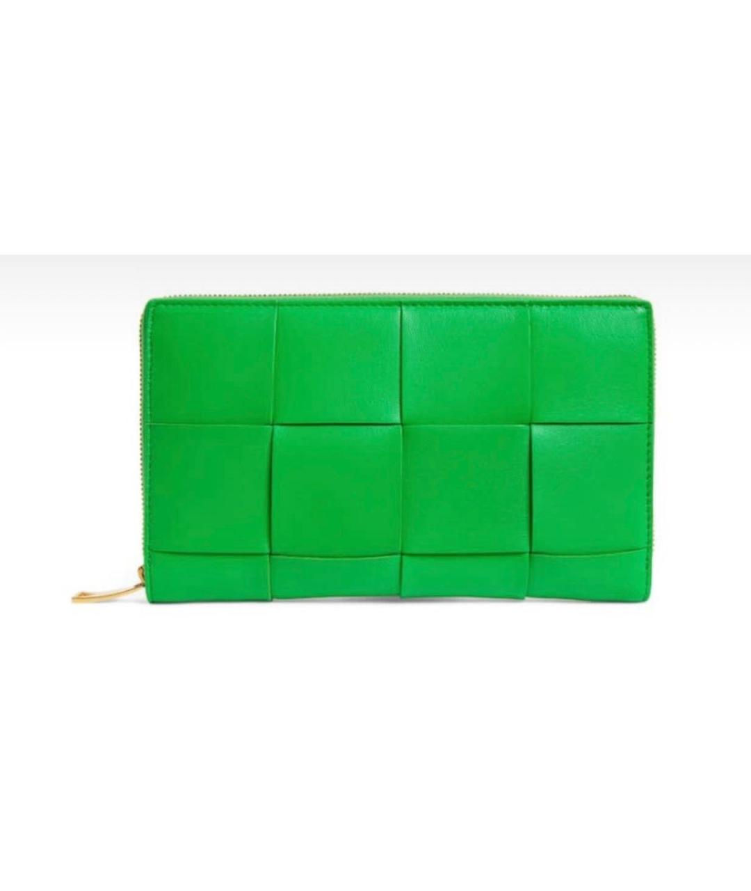 BOTTEGA VENETA Зеленый кожаный кошелек, фото 4
