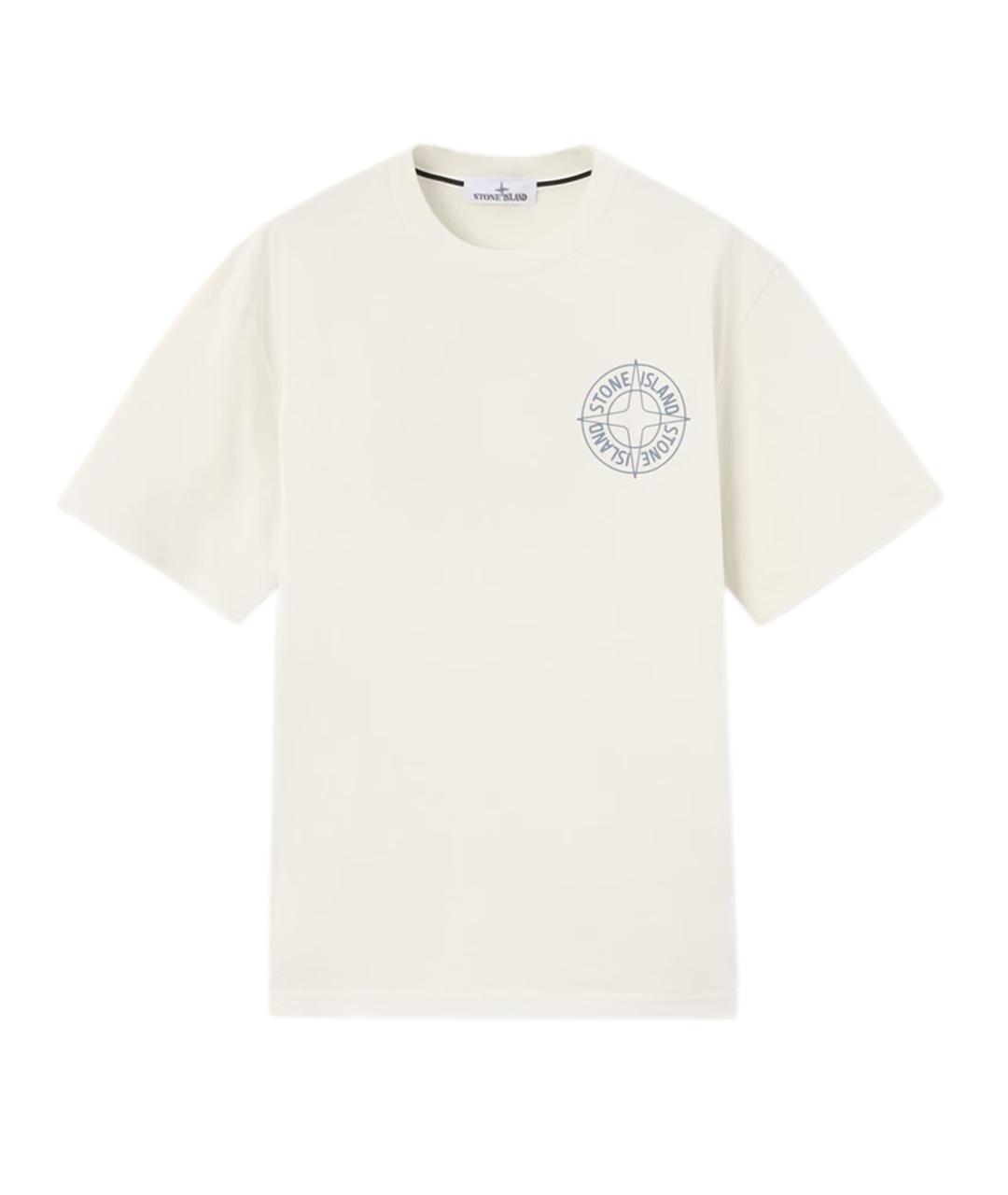 STONE ISLAND Белая хлопковая футболка, фото 1