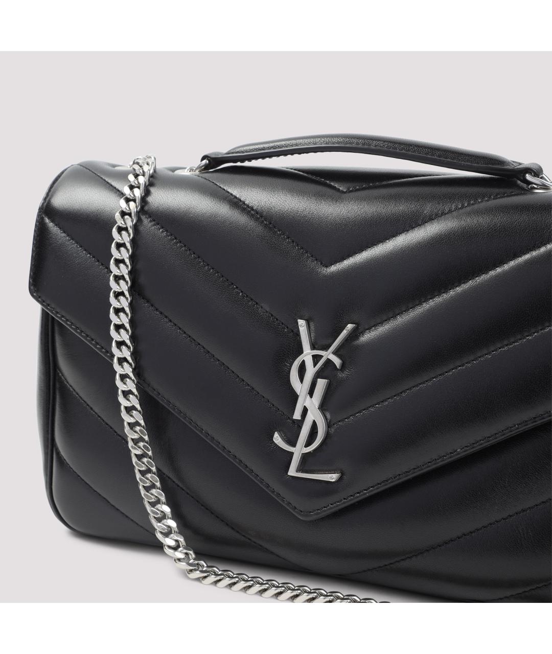 SAINT LAURENT Черная кожаная сумка через плечо, фото 4