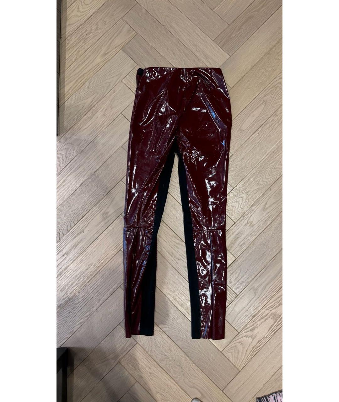 KARL LAGERFELD Бордовые кожаные брюки узкие, фото 6