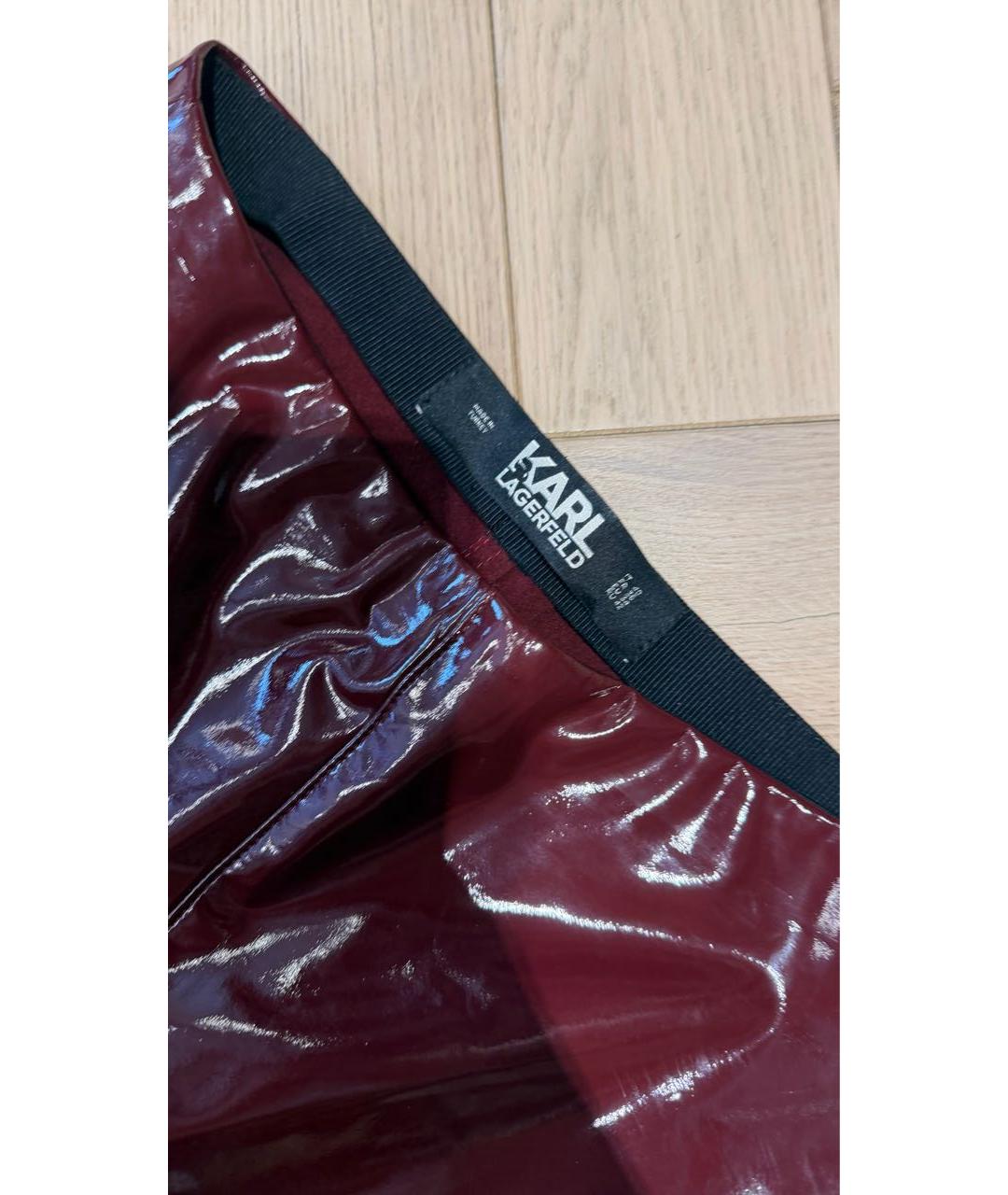 KARL LAGERFELD Бордовые кожаные брюки узкие, фото 2