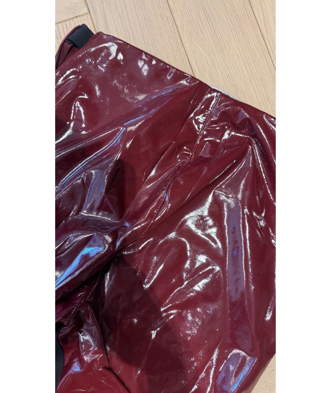 KARL LAGERFELD Бордовые кожаные брюки узкие, фото 5