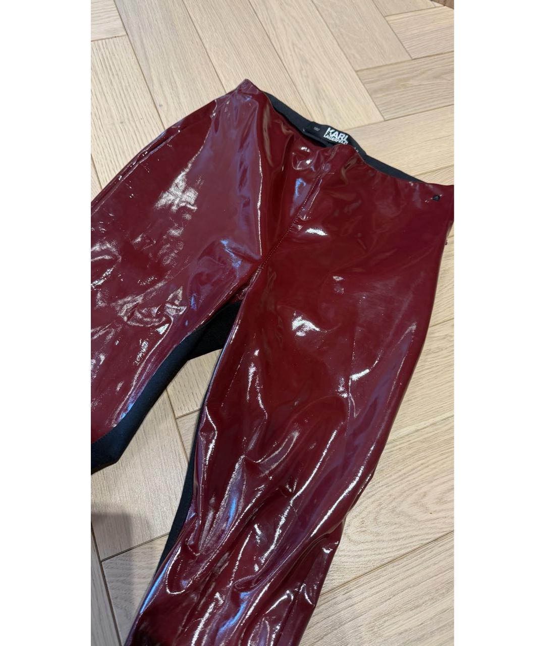 KARL LAGERFELD Бордовые кожаные брюки узкие, фото 3