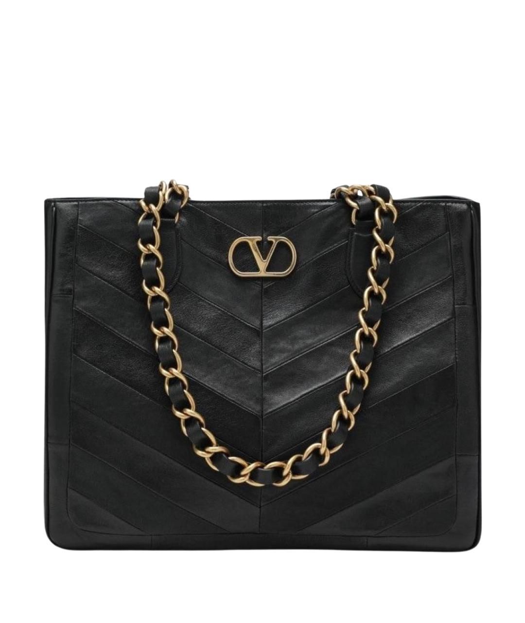 VALENTINO Черная кожаная сумка тоут, фото 1