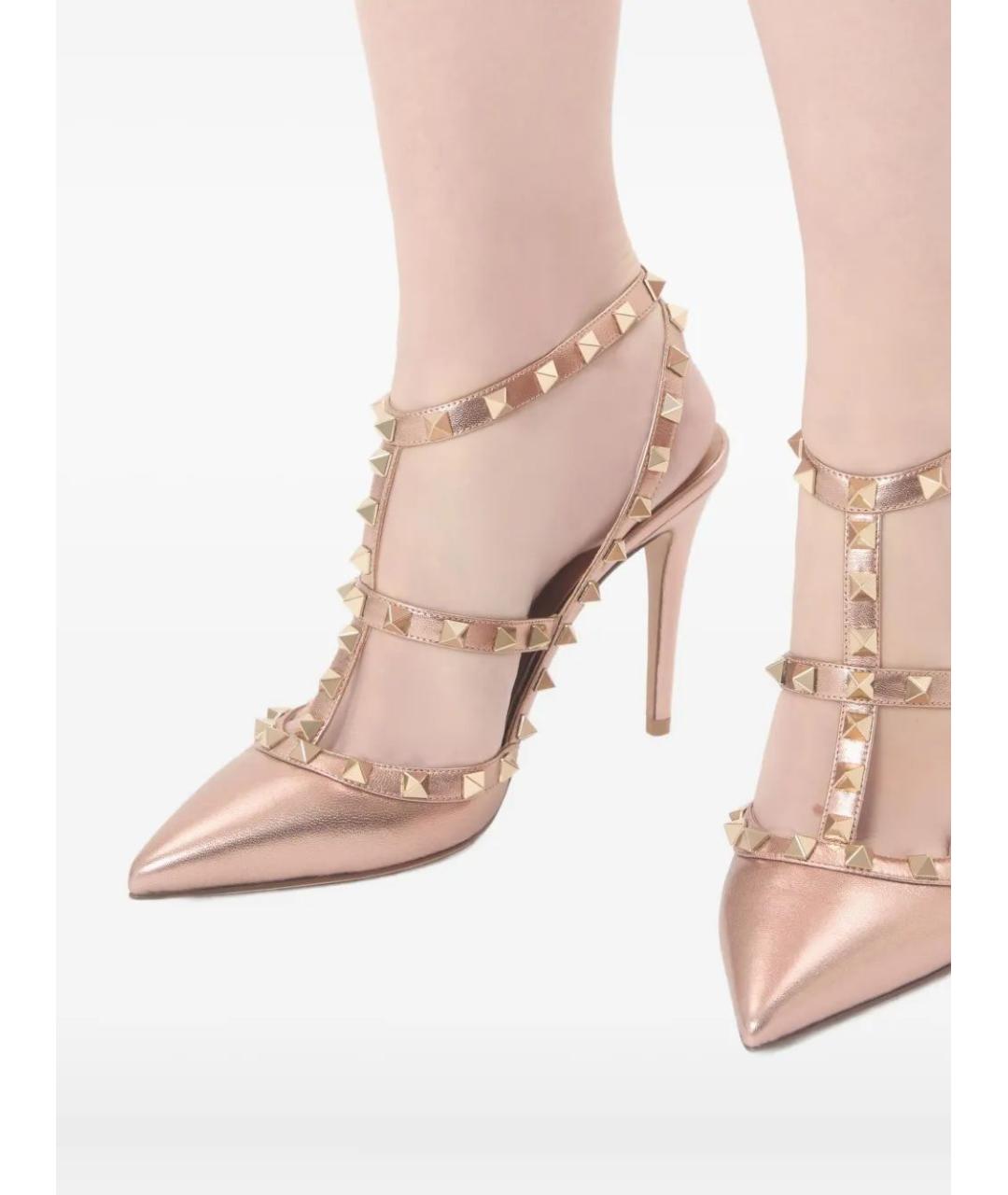 VALENTINO Золотые кожаные туфли, фото 5