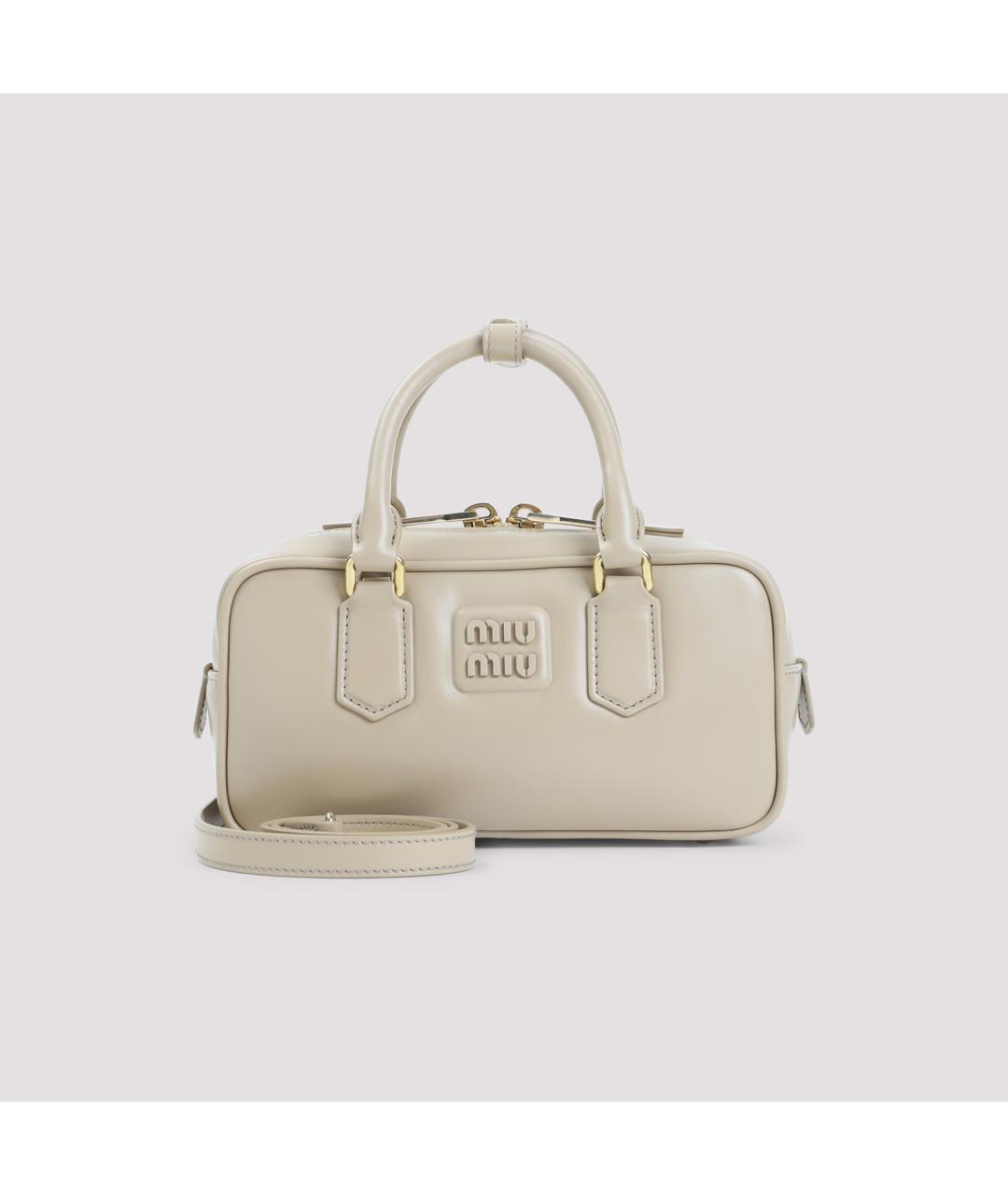 MIU MIU Бежевая кожаная сумка тоут, фото 2