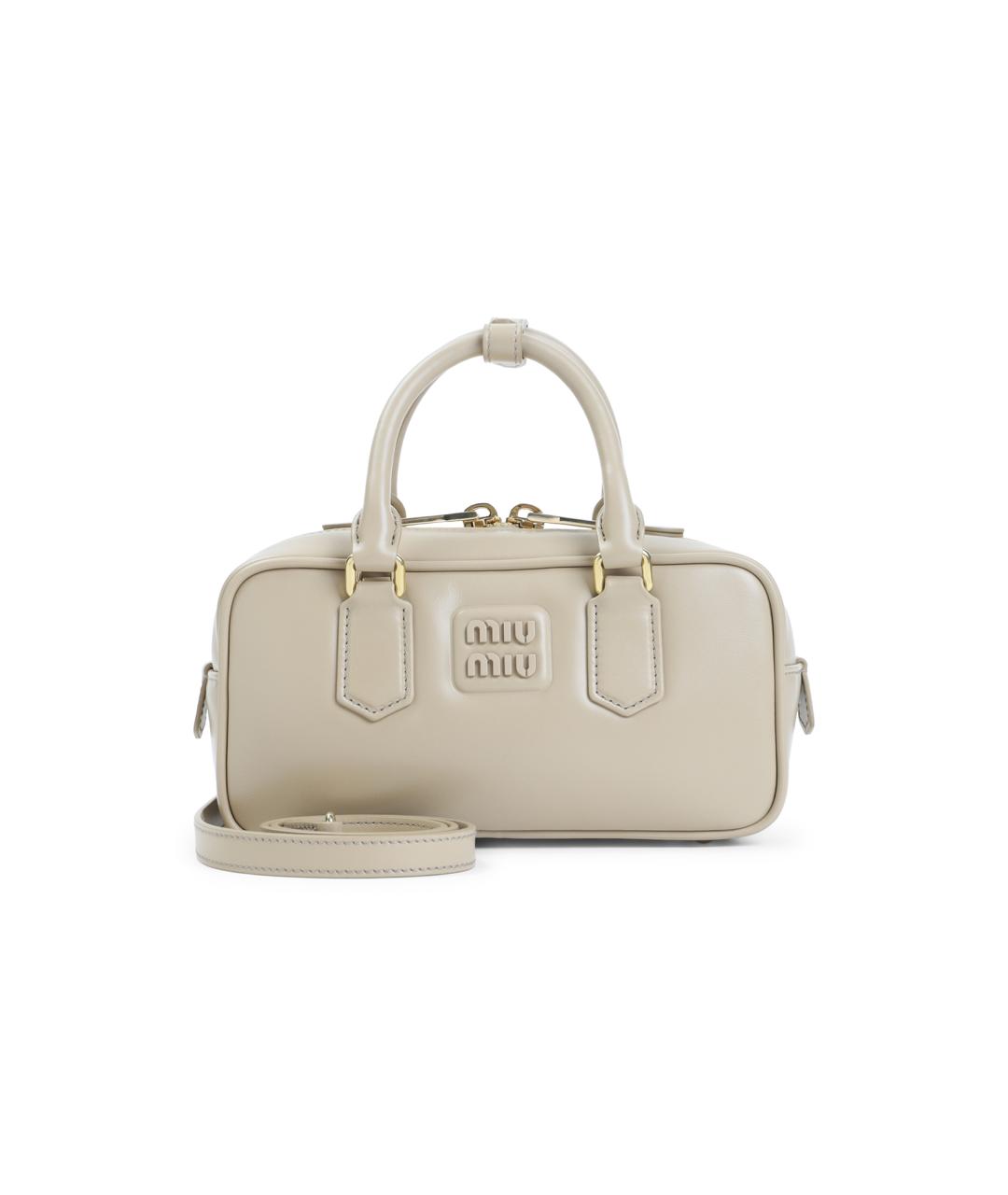 MIU MIU Бежевая кожаная сумка тоут, фото 1