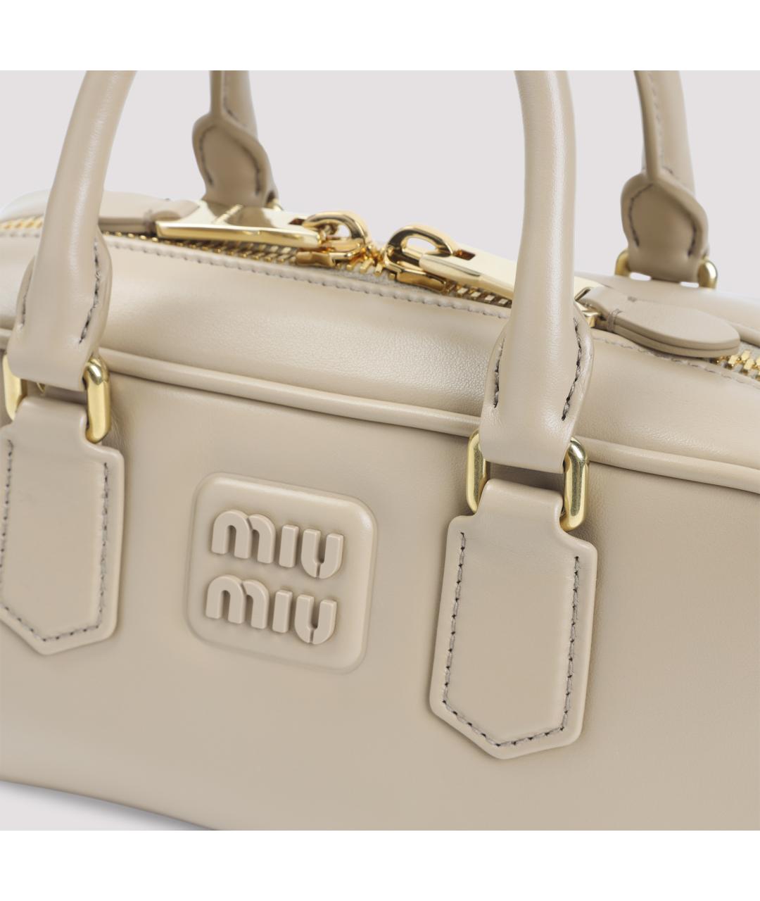 MIU MIU Бежевая кожаная сумка тоут, фото 4