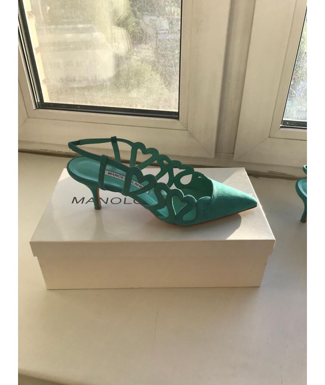MANOLO BLAHNIK Бирюзовые замшевые туфли, фото 9