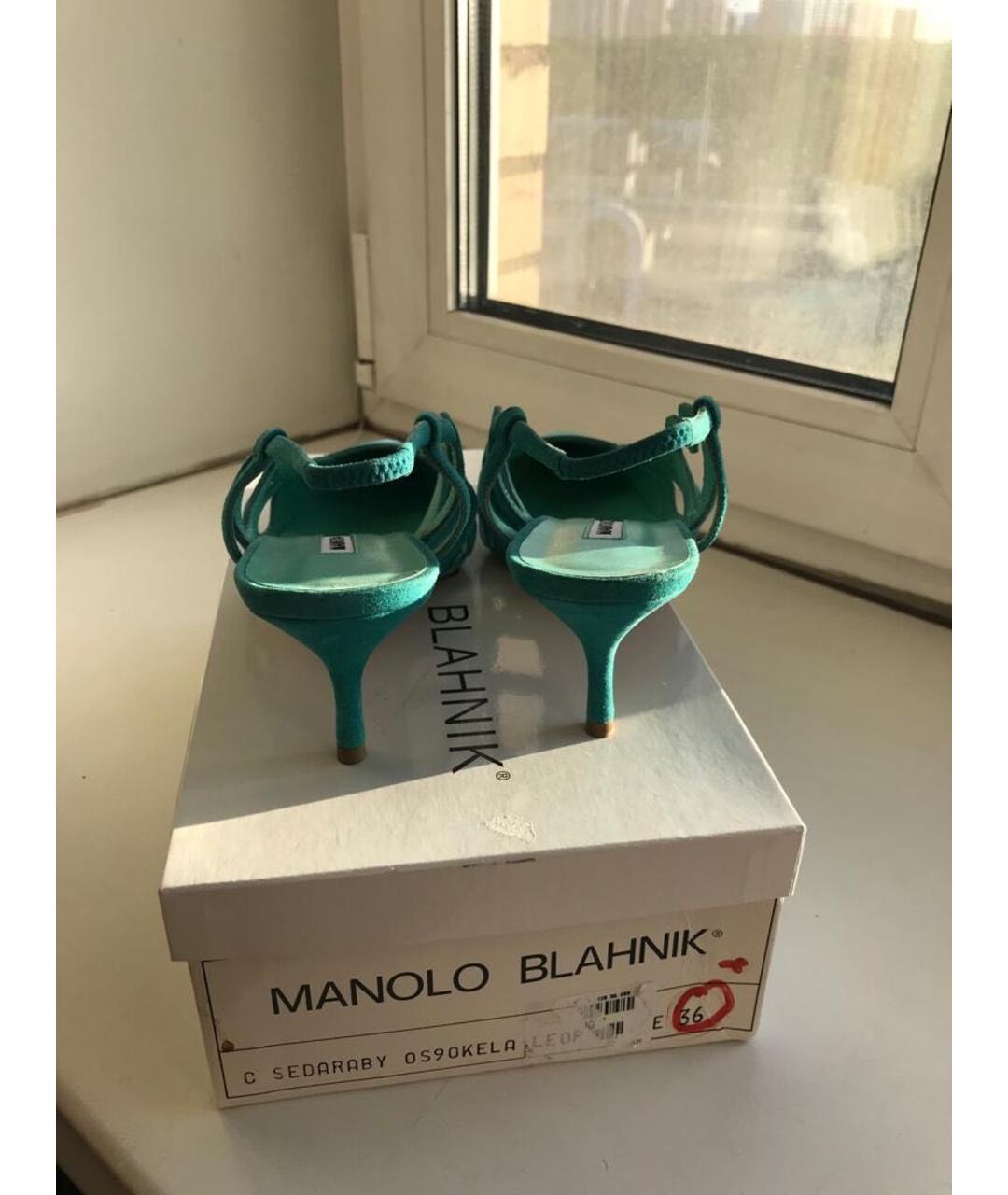 MANOLO BLAHNIK Бирюзовые замшевые туфли, фото 5