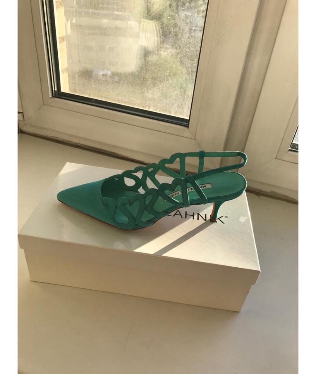 MANOLO BLAHNIK Бирюзовые замшевые туфли, фото 3