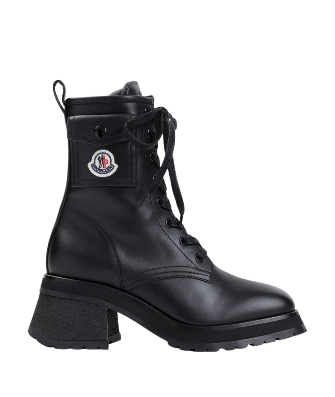 MONCLER Черные кожаные ботинки, фото 1