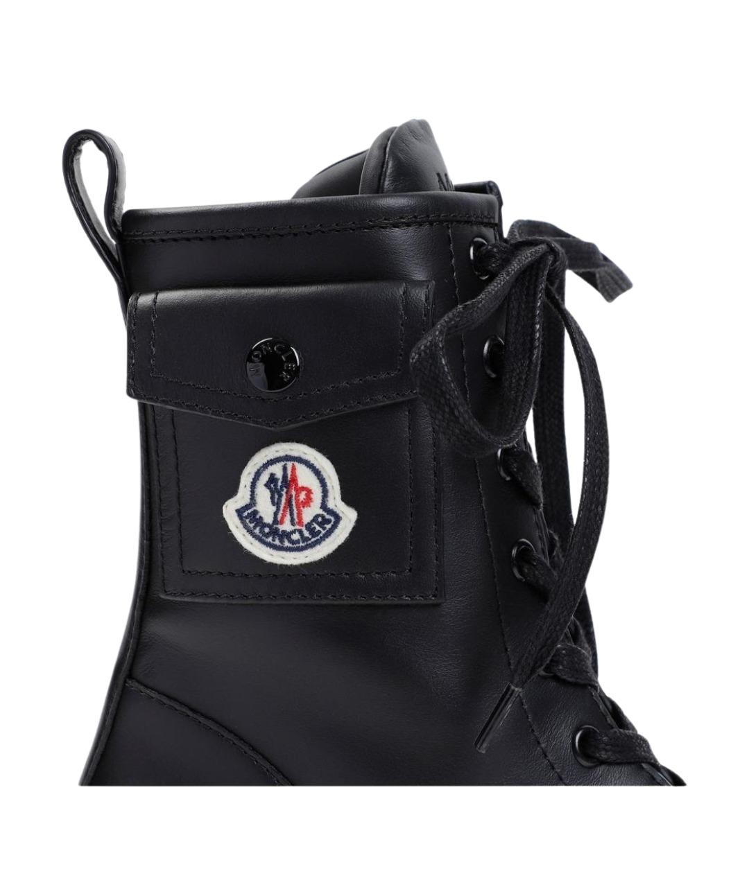 MONCLER Черные кожаные ботинки, фото 4