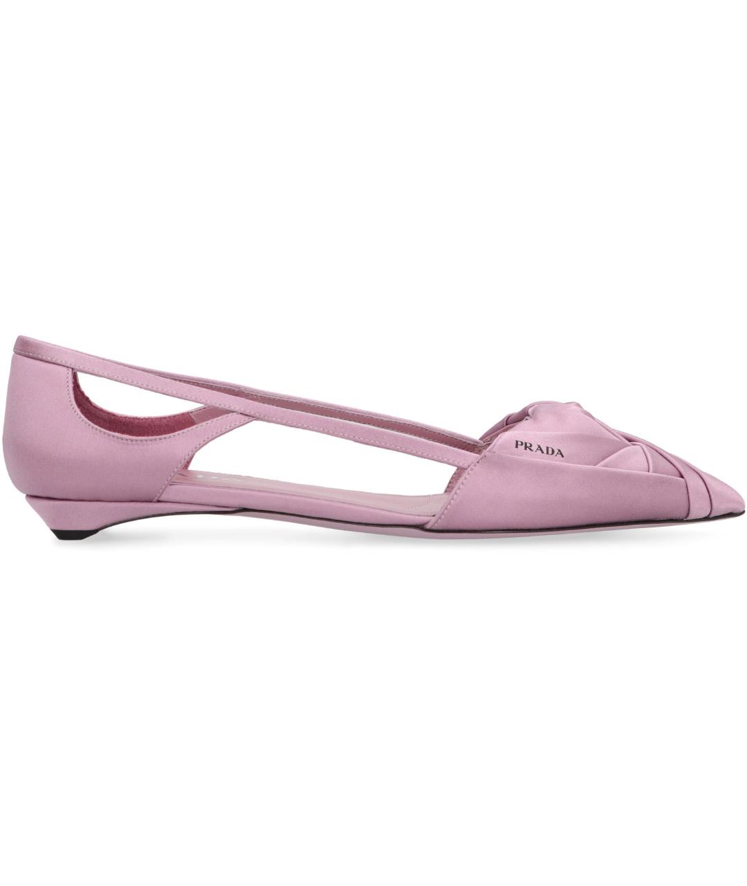PRADA Розовые текстильные лодочки на низком каблуке, фото 2