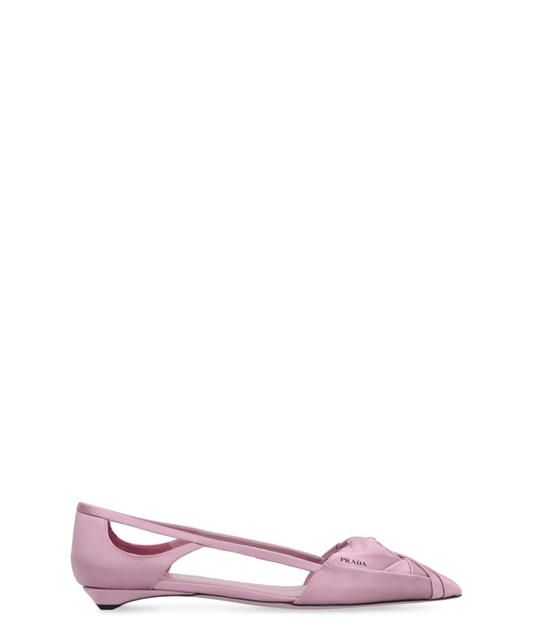 PRADA Розовые текстильные лодочки на низком каблуке, фото 1